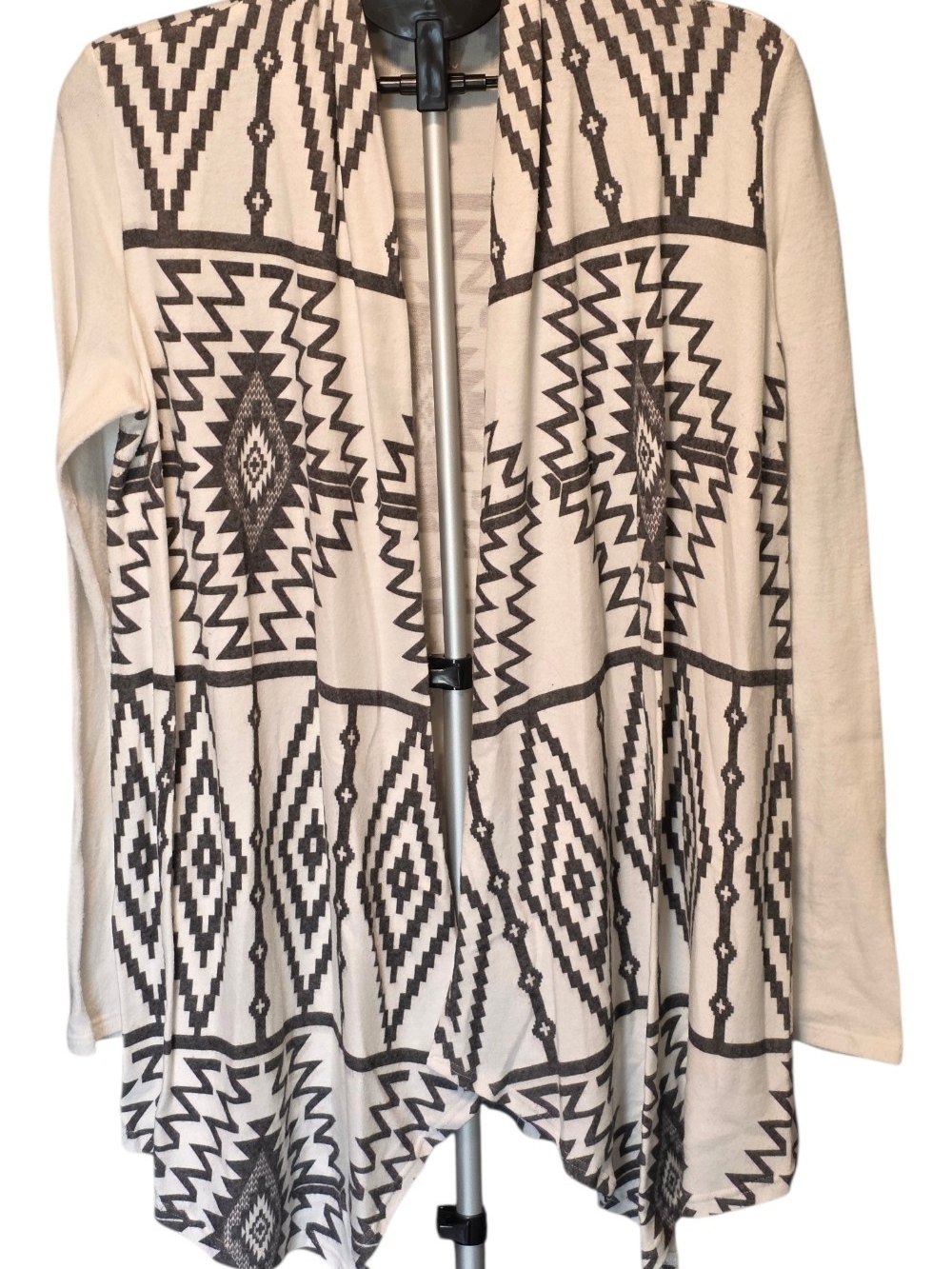liberty Cream and Black Aztec Open-Front Cardigan